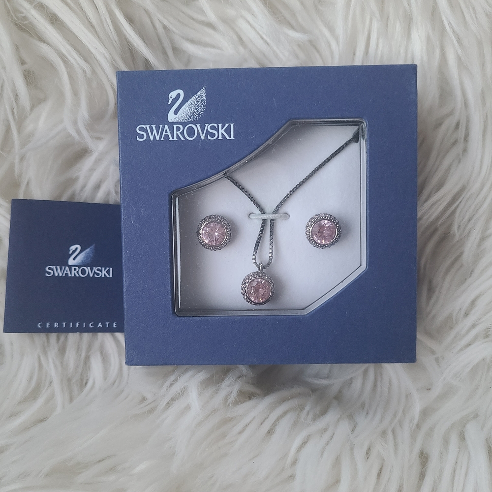 Swarovski Flirt Light Amethyst Color Crystal Pendant And Earrings- Like New
